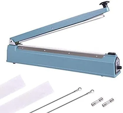 20 Inches 500mm Bag Sealer Handheld Heat Impulse Machine w/ Sealing Elements & Teflon Sheets for Appliance Home Supermarkets Shops Household