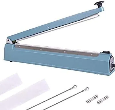 20 Inches 500mm Bag Sealer Handheld Heat Impulse Machine w/ Sealing Elements & Teflon Sheets for Appliance Home Supermarkets Shops Household