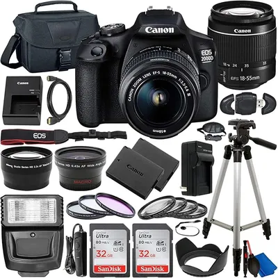 Canon EOS 2000D DSLR Camera Bundle with 18-55mm Lens