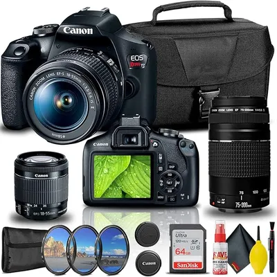 Canon EOS Rebel T7 DSLR Camera Bundle with 18-55mm & 75-300mm Lens Kit