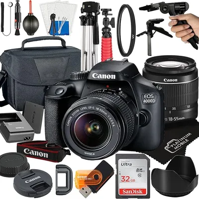 Canon EOS 4000D DSLR Camera with 18-55mm Lens and 21-Piece Accessory Kit