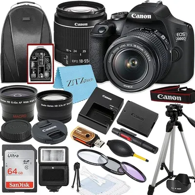 Canon EOS 2000D DSLR Camera 18-55mm Lens 20-Piece Accessory Bundle