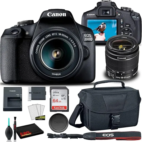 Canon EOS 2000D DSLR Camera Bundle with EF-S 18-55mm Lens (Renewed)