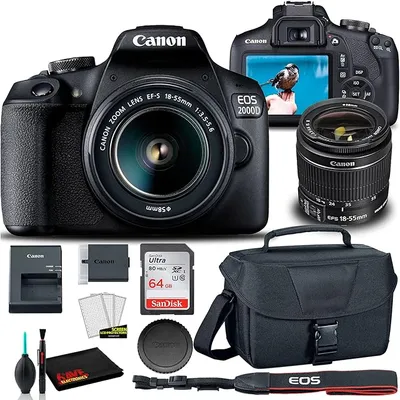 Canon EOS 2000D DSLR Camera Bundle with EF-S 18-55mm Lens (Renewed)