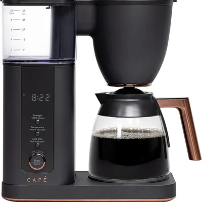 Café Specialty Drip Coffee Maker, 10-Cup Glass Carafe, WiFi Connected Smart Voice-to-Brew, Includes Reusable Filter Basket & Grounds Scooper, Barista-Quality Brew, SCA Certified, Matte Black