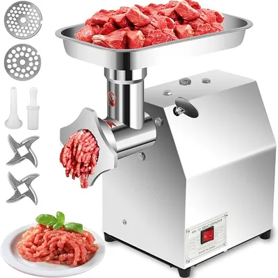 Commercial Meat Grinder, 850W 550LB/H Stainless Steel Electric Meat Mincer with 2 Blades, 2 Plates, Sausage Stuffer Tube, Heavy Duty Sausage Maker & Kibbe Kit for Home Kitchen Use, Restaurants