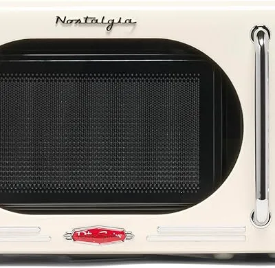 Nostalgia 0.7 Cu. Ft. Retro Compact Countertop Microwave Oven, Ivory