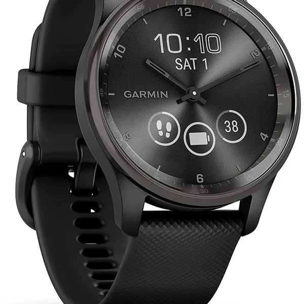Garmin vívomove® Trend, Stylish Hybrid Smartwatch, Long-Lasting Battery Life, Dynamic Watch Hands and Touchscreen Display, Black