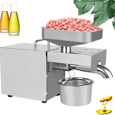 Oil Press Machine Cold Hot Nut Oil Expeller 3-6Kg/H Stainless Steel Seed Oil Press Home Commercial Oil Extractor for Coconut Castor Olive Peanuts