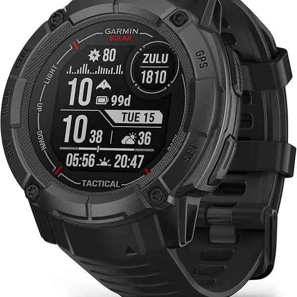 Garmin Instinct 2X Solar - Tactical Edition, Rugged GPS Smartwatch, Built-in Flashlight, Ballistics Calculator, Solar Charging Capability, Black