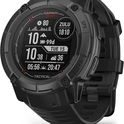 Garmin Instinct 2X Solar - Tactical Edition, Rugged GPS Smartwatch, Built-in Flashlight, Ballistics Calculator, Solar Charging Capability, Black