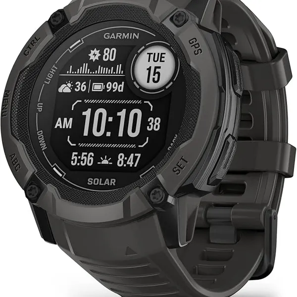 Garmin Instinct 2X Solar, Rugged GPS Smartwatch, Built-in Flashlight, Solar Charging Capability, Multi-Band GNSS, Graphite