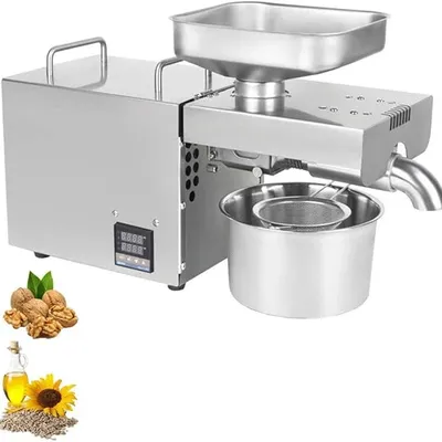 Automatic Electric Oil Press Machine 750W Hot and Cold Expeller Extractor with LCD Display for Coconut Castor Home/Commercial Stainless Steel Oil Expeller