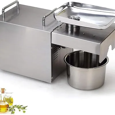 Automatic Oil Extractor Cold Hot Nuts Oil Press Machine Stainless Steel Oil Extractor Home/Commercial Oil Expeller for Pressing Peanut Sesame Rapeseed 3-6KG/H