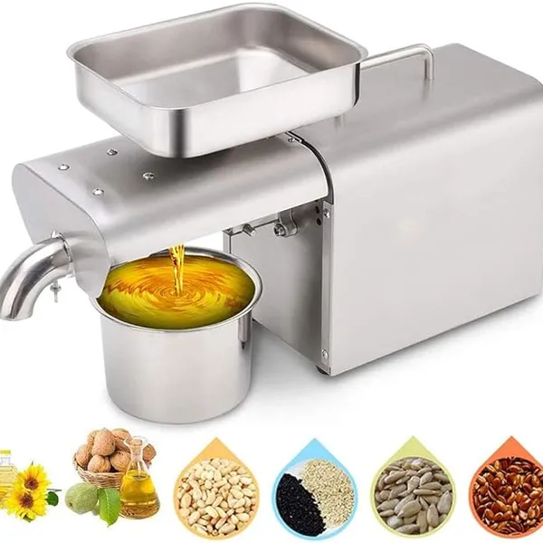 Automatic Oil Press Machine Cold Hot Nuts Oil Press Machine Stainless Steel Automatic Electric Oil Expeller Commercial Oil Extractor Home for Coconut Castor Peanut Nuts Seeds 500W