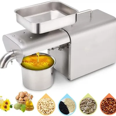Automatic Oil Press Machine Cold Hot Nuts Oil Press Machine Stainless Steel Automatic Electric Oil Expeller Commercial Oil Extractor Home for Coconut Castor Peanut Nuts Seeds 500W
