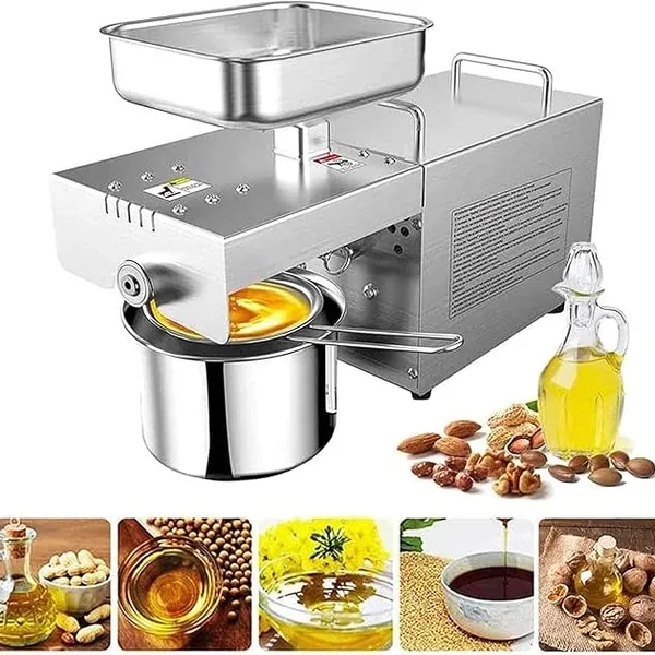 720W Home Automatic Oil Press Machine Stainless Steel Oil Expeller Extractor Hot and Cold Oil Presser for Corn Coconut Peanut Sunflower Seeds Commercial/Household