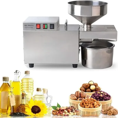 Commercial Oil Press Machine Cold/Hot Nut Oil Extractor Automatic Food-Grade Stainless Steel Home Oil Expeller for Coconut Castor Olive Peanuts 220V