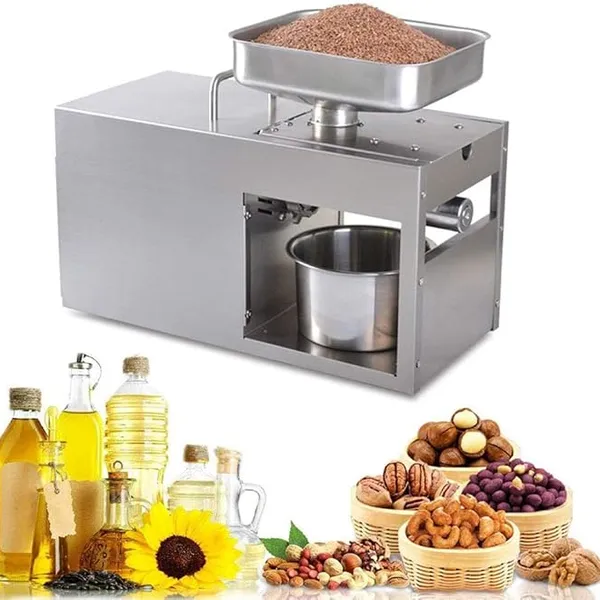 Electric Oil Press Machine Stainless Steel Automatic Nut Oil Extractor Cold Hot Electric Oil Expeller for Coconut Castor Olive Peanuts for Commercial Home Use