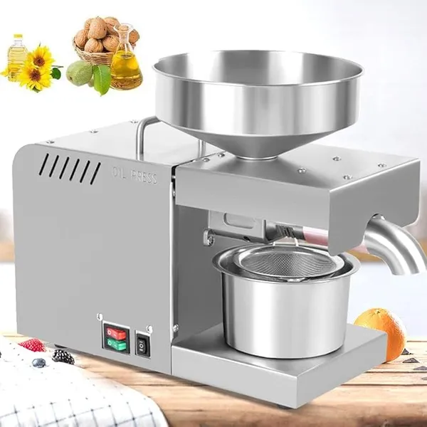 3-6 Kg/H Oil Press Machine Cold/Hot Press Automatic Oil Extractor Home Commercial Oil Expeller Stainless Steel High Oil Yield for Peanut Coconut Olive Etc
