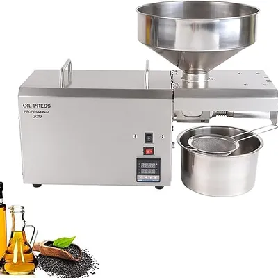 1500W Automatic Oil Press Machine LCD Touch Screen Cold/Hot Nut Oil Extractor Stainless Steel Home/Commercial Oil Expeller for Corn/Coconut/Peanut/Sunflower Seeds 110V