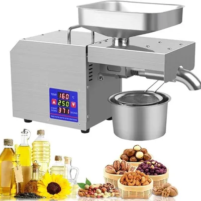 Oil Press Machine Cold/Hot Nut Oil Extractor Automatic Stainless Steel Home/Commercial Oil Expeller LCD Touch Screen for Coconut Castor Olive Peanuts