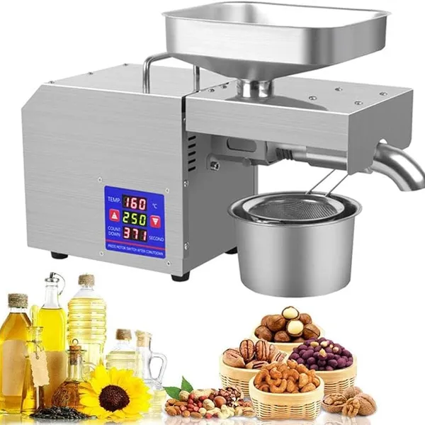 Oil Press Machine Cold/Hot Nut Oil Extractor Automatic Stainless Steel Home/Commercial Oil Expeller LCD Touch Screen for Coconut Castor Olive Peanuts
