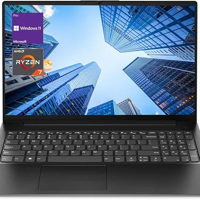 Lenovo V-Series V15 Business Laptop, 15.6" FHD Display, AMD Ryzen 7 7730U, 16GB RAM, 512GB SSD, Numeric Keypad, HDMI, RJ45, Webcam, Wi-Fi, Windows 11 Pro, Black
