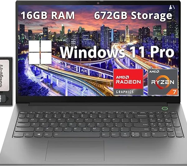 Lenovo ThinkBook 15 Gen 4 15.6" FHD Laptop, AMD Ryzen 7 5825U, 16GB RAM, 672GB Storage (512GB SSD+160GB Docking Station Set), AMD Radeon Graphics, Wi-Fi 6, Win 11 Pro, Mineral Grey