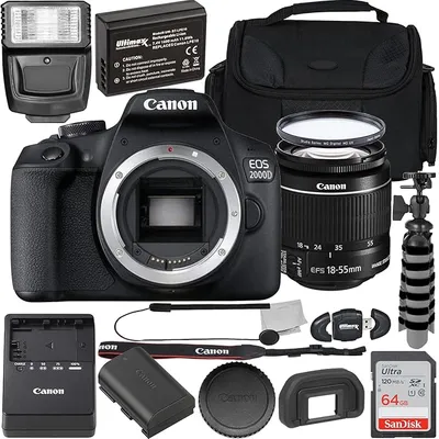 Canon EOS 2000D (Rebel T7) DSLR Camera 19-Piece Bundle