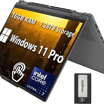 Lenovo Yoga 7i 2-in-1 16" 2K Touchscreen Laptop, Intel Ultra 7 155U, 16GB LPDDR5X, 1.28TB Storage(1TB SSD +288GB Docking Station Set), Backlit Keyboard, Fingerprint Reader, WiFi 6E, Win 11 Pro, Grey