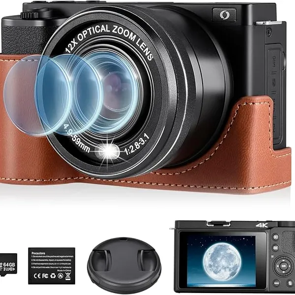 OIEXI W6 64MP 4K Digital Camera with 12X Optical Zoom