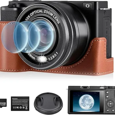 OIEXI W6 64MP 4K Digital Camera with 12X Optical Zoom