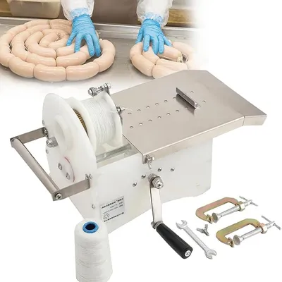 Manual Home Appliance Sausage Linker Knot Tying Machine Stainless Steel Hot Dog Knotting Binding Twisting Binder Max Diameter 45mm Restaurant Kitchen Home Tools