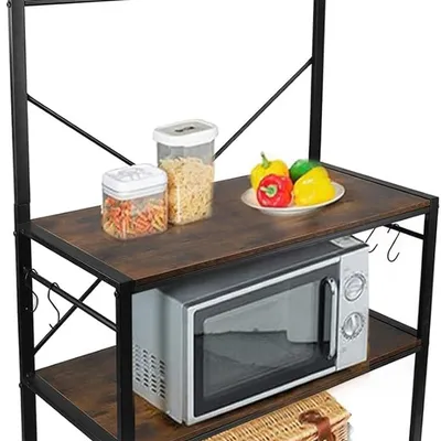 3 Tier Microwave Oven Rack, Layered Organization Baker Rack for Home Appliances, Multifunctional Microwave Stand with Storage, Kitchen Shelf Rack Space Savers for Pots