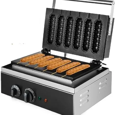 6PCS Electric Waffle Sausage Maker Non-Stick Lolly Stick Muffin Crispy French Corn Hot Dog Machine Kitchen Home Appliance