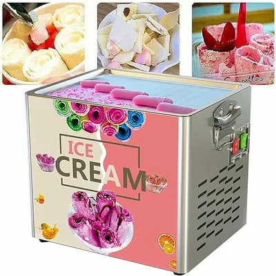 Commercial Electric Fried Yogurt Ice Cream Roll Machine, Fried Ice Cream Maker Square Fried Yogurt Cream Machine, 300 * 250 * 25Mm
