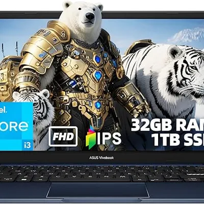 ASUS Vivobook 14" FHD IPS Laptop for Student and Home Office Use, Intel Core i3-1215U, 32GB DDR4 RAM, 1TB SSD, Windows 11 S Mode, Bluetooth 5.2, Lightweight Design, Quiet Typing, Quiet Blue