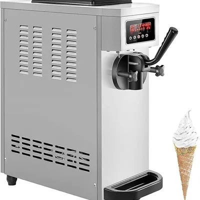 New Commercial Ice Cream Maker Single Flavor Commercial Ice Cream Machine 4.7-5.3 Gal/H Soft-Serve Ice Cream Maker, 1800W for Daily Home