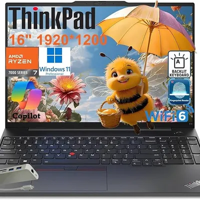 Lenovo ThinkPad Laptop, 16" 1920 x 1200 Pixels Screen, AMD Ryzen 7 7735H 8 Cores, AMD Radeon 680M Graphics Shared, 64GB DDR5+ 4TB SSD, Win11 Pro, HDMI 2.1, Wi-Fi 6, Backlit Keyboard, TrackPoint