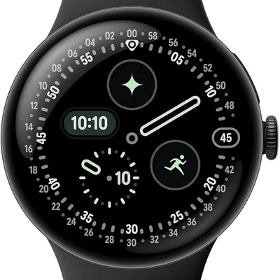 Google Pixel Watch 4 (45mm) - Android Smartwatch with Heart Rate and Sleep Tracking - 40-Hour Battery - Fitness Tracking - Google AI - Matte Black Aluminum Case - Obsidian Active Band - Wi-Fi