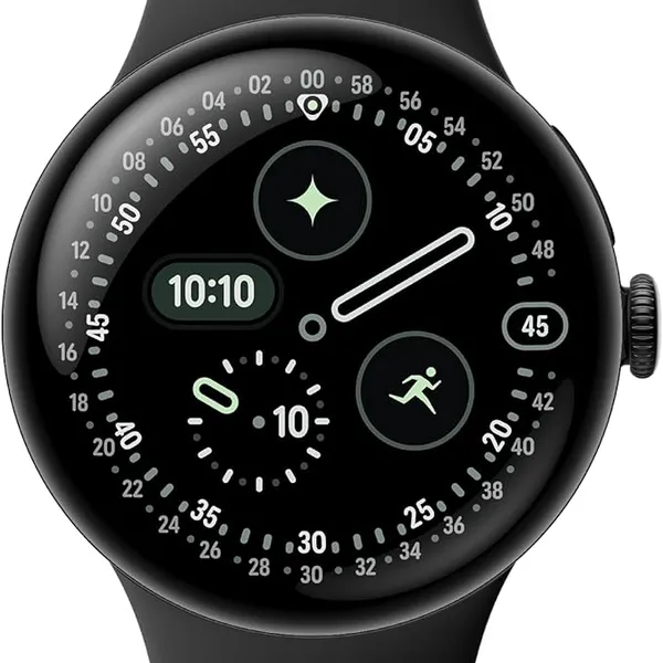 Google Pixel Watch 4 (45mm) - Android Smartwatch with Heart Rate and Sleep Tracking - 40-Hour Battery - Fitness Tracking - Google AI - Matte Black Aluminum Case - Obsidian Active Band - Wi-Fi