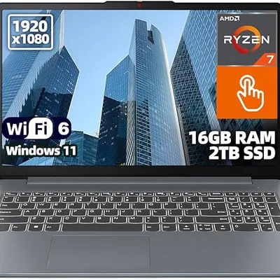 Lenovo IdeaPad Slim 3 15.6" FHD IPS Touchscreen Laptop, AMD Ryzen 7 5825U, 16GB DDR4 RAM, 2TB SSD, Windows 11 Home, Wi-Fi 6, USB-C, HDMI, Lightweight Student and Business Laptop