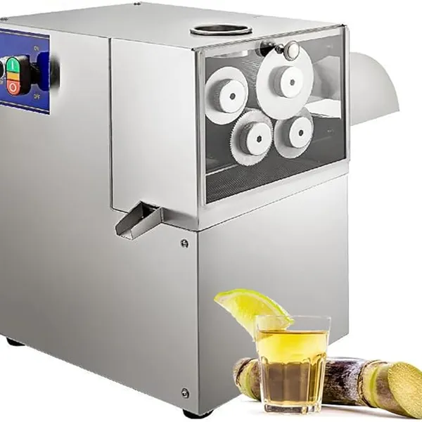 Electric Sugarcane Press 3 Stainless Steel Rollers 550lb/h Output Sugar Cane Juicer Machine with Transparent Door for Commercial & Home Sugar Cane Juicing Extractor Machine, 38X43X