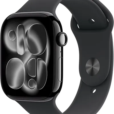 Apple Watch Series 11 [GPS 46mm] Smartwatch with Jet Black Case and Black Sport Band - M/L. Sleep Score, Fitness Tracker, Health Monitoring, Always-On Display, Water-Resistant