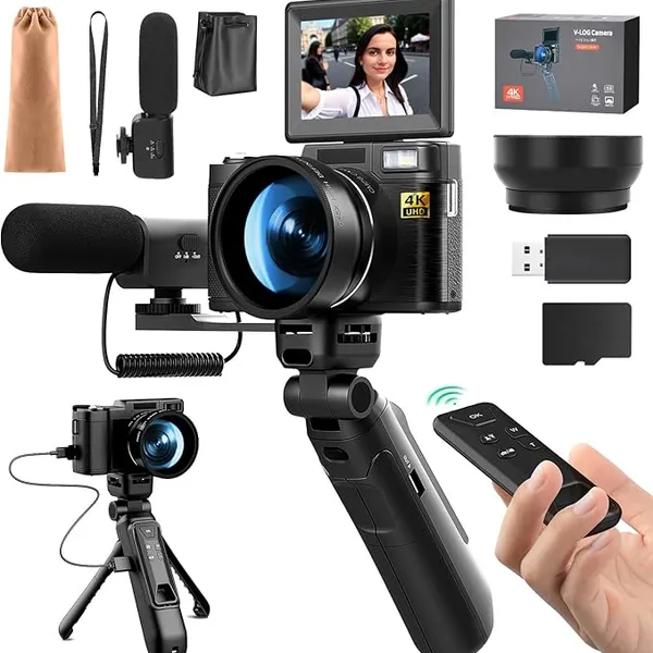 G-Anica 4K Vlogging Camera Kit, 48MP Digital Point-and-Shoot with External Microphone and Tripod