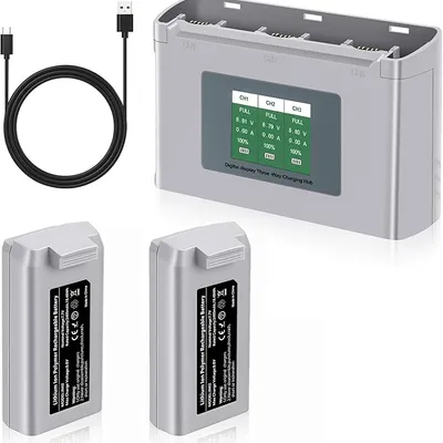 Generic 2400mAh Intelligent Flight Battery 2-Pack with 3-Slot LCD Charging Hub for DJI Mini 4K/2/2 SE