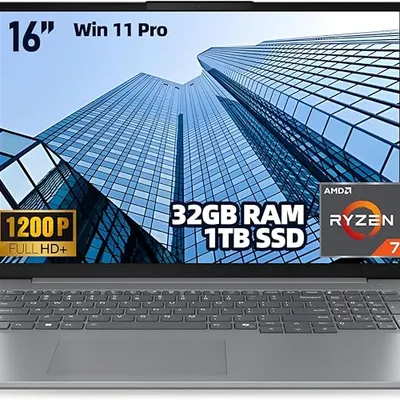Lenovo ThinkBook 16 G7 ARP Business Laptop, 16" WUXGA (1920×1200) IPS, AMD Ryzen 7 7735HS, 32GB DDR5 RAM, 1TB PCIe NVMe SSD, USB4, HDMI 2.1, Wi-Fi 6E, Fingerprint Reader, Windows 11 Pro, Steel Gray