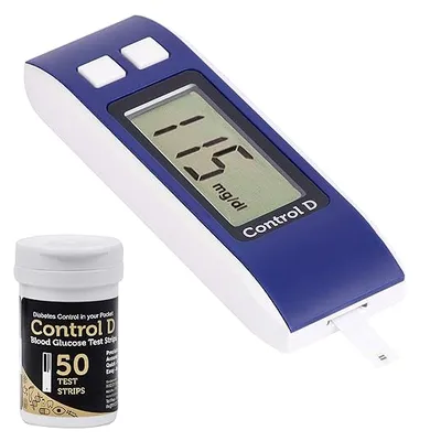 Control D Blue Digital Glucometer Blood Glucose Sugar Testing Monitor Machine