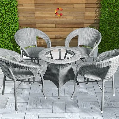 Garden Patio 4 Seater Rattan Chair and Table Set